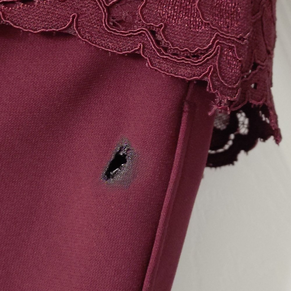 Ted Baker Burgundy Lace Dress with White Collar - Picture 7 of 11